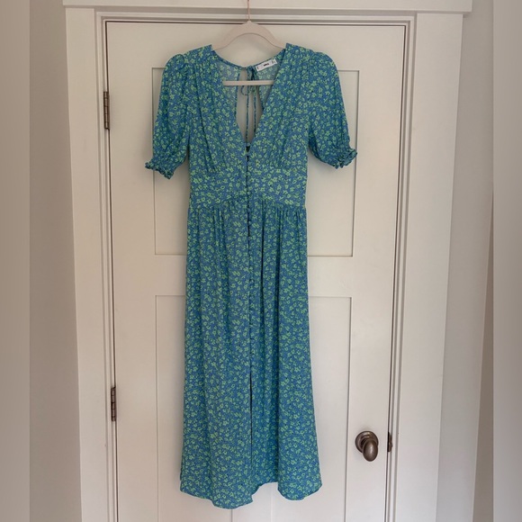 Mango Floral Button Midi Dress Sz 2 - Picture 8 of 14